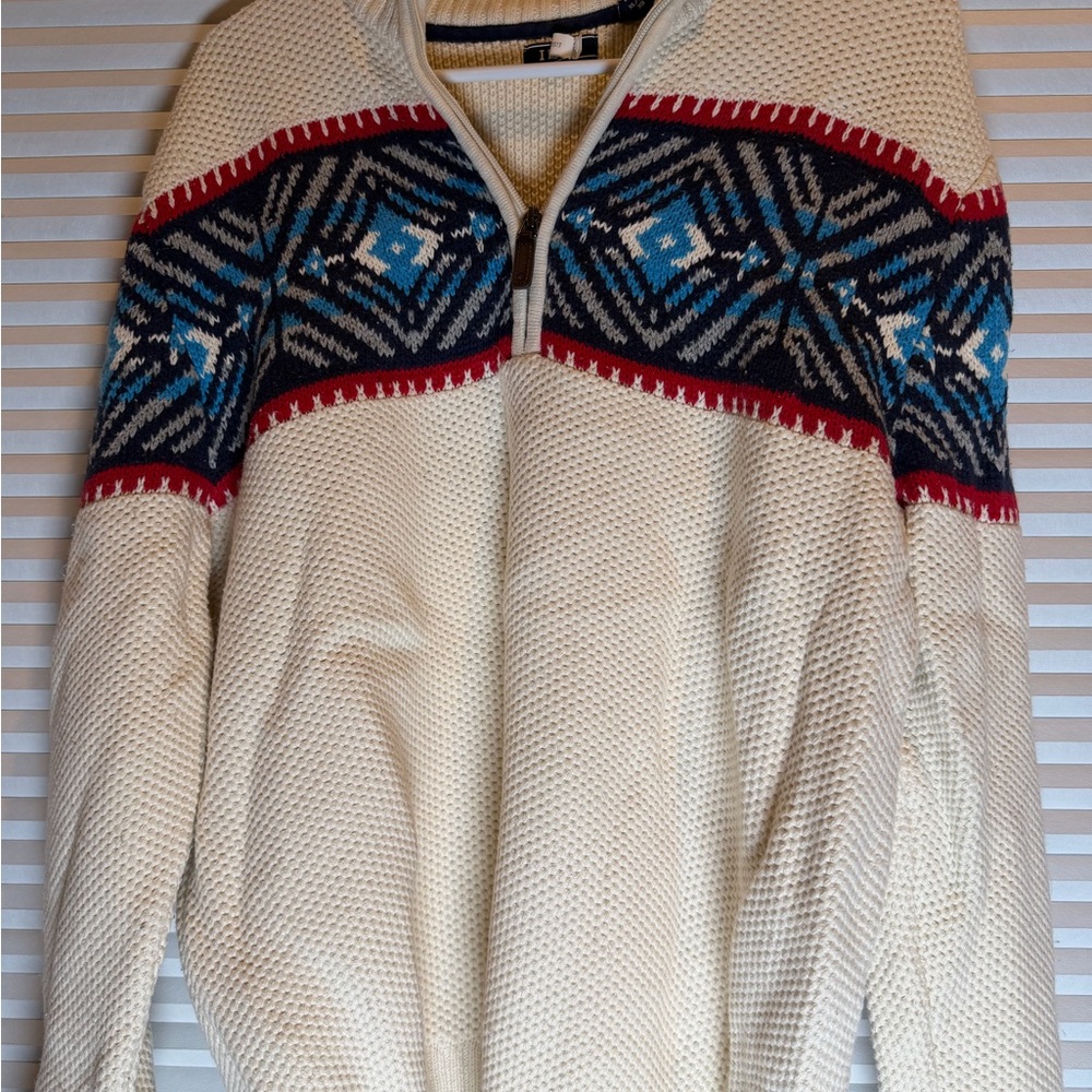 IZOD Men's Aztec Motif 1/4 Zip Mock Neck Sweater